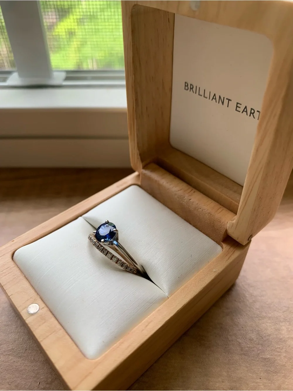 Brilliant Earth Blue Sapphire and Diamond Band Set